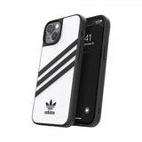 Adidas iPhone 14 -suojakuori, 3 raitaa, Snap Case, valkoinen/musta