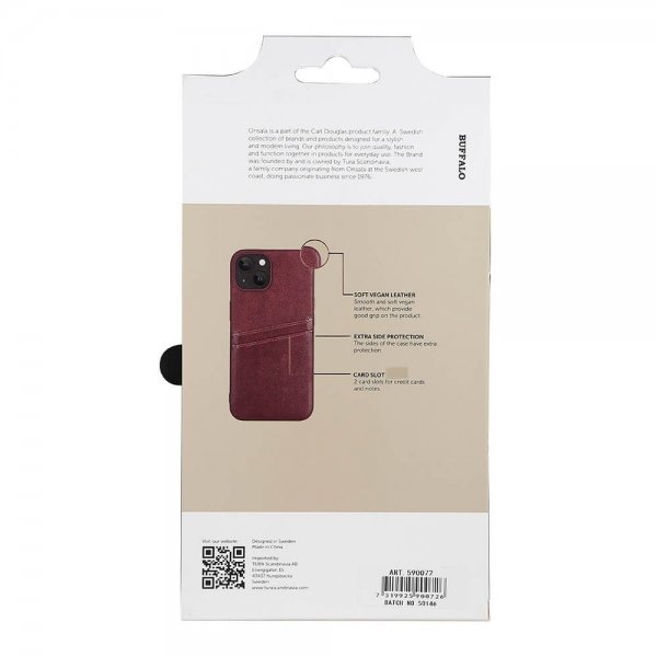 Buffalo iPhone 13/iPhone 14 -suojakuori korttipaikoilla, ruskea