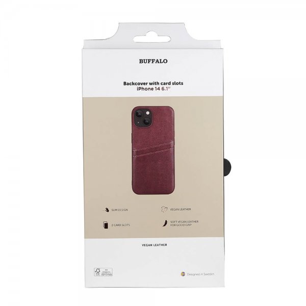 Buffalo iPhone 13/iPhone 14 -suojakuori korttipaikoilla, ruskea