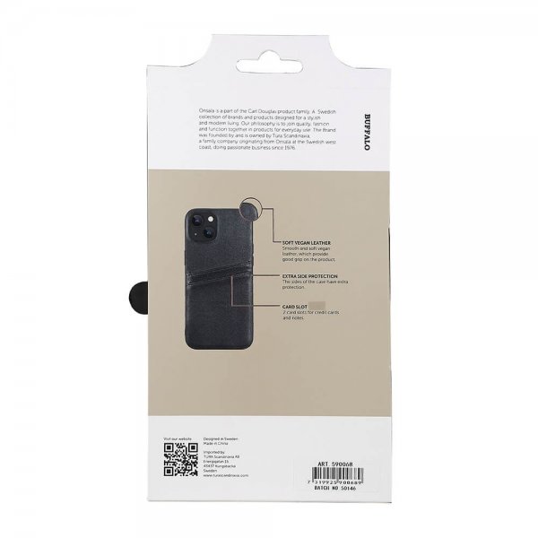 Buffalo iPhone 13/14 Kuori Takakansi Korttipaikoilla Musta