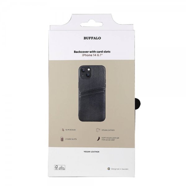 Buffalo iPhone 13/14 Kuori Takakansi Korttipaikoilla Musta