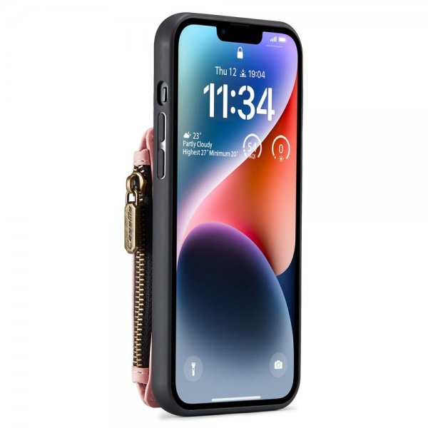 CaseMe iPhone 14 Suojakotelo C20 Korttipaikat Vetoketju Pinkki