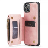 CaseMe iPhone 14 Suojakotelo C20 Korttipaikat Vetoketju Pinkki