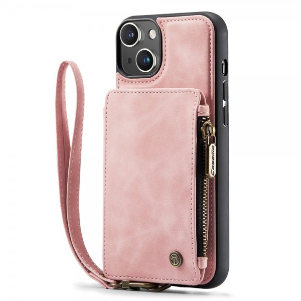 CaseMe iPhone 14 Suojakotelo C20 Korttipaikat Vetoketju Pinkki