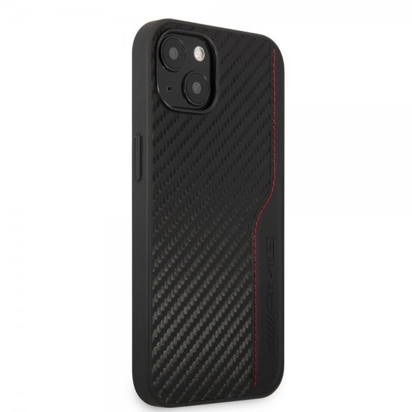 AMG iPhone 14 -suojakuori, hiilikuituvaikutelma, leimattu logo, musta