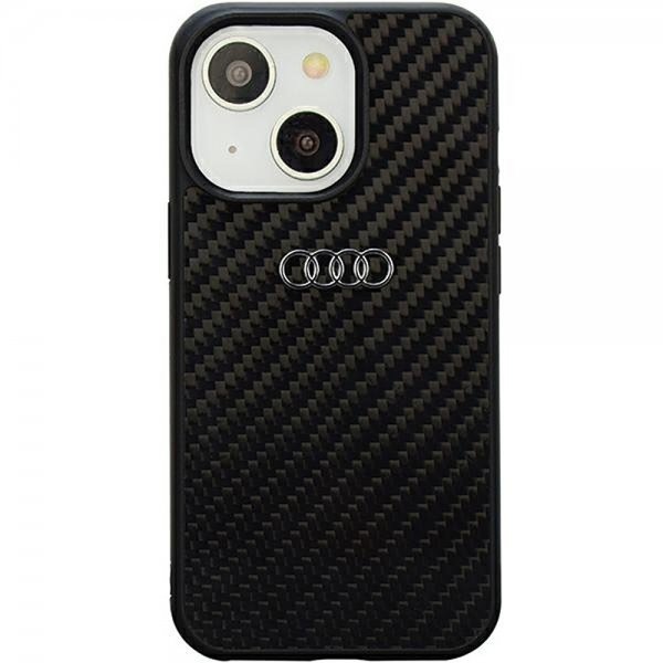 Audi iPhone 14 Carbon Fiber -kuori Musta