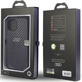 Audi iPhone 14 Carbon Fiber -kuori Musta