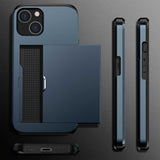 iPhone 14 Kuori Card Slide Sininen
