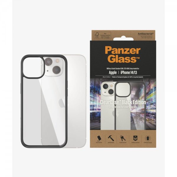 PanzerGlass iPhone 13/iPhone 14 ClearCase Black Edition -suojakuori
