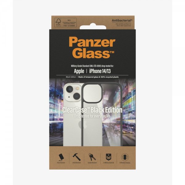 PanzerGlass iPhone 13/iPhone 14 ClearCase Black Edition -suojakuori