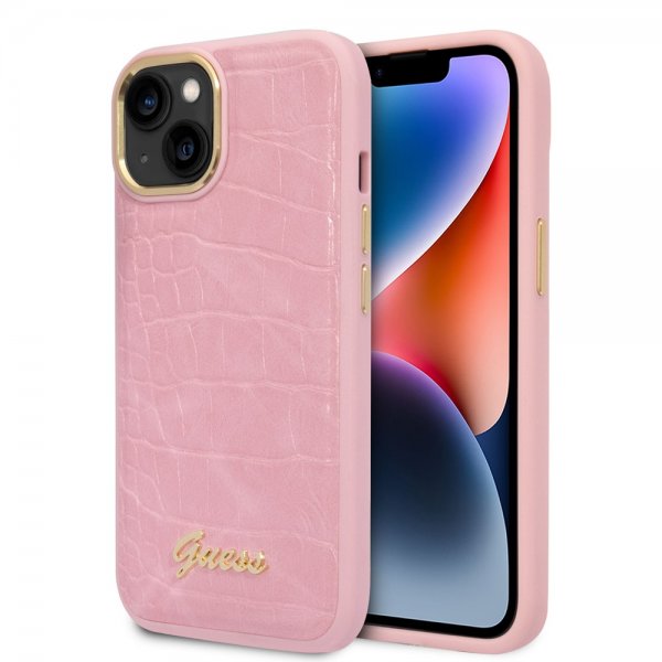 Guess iPhone 14 Suojakuori Croco Pinkki