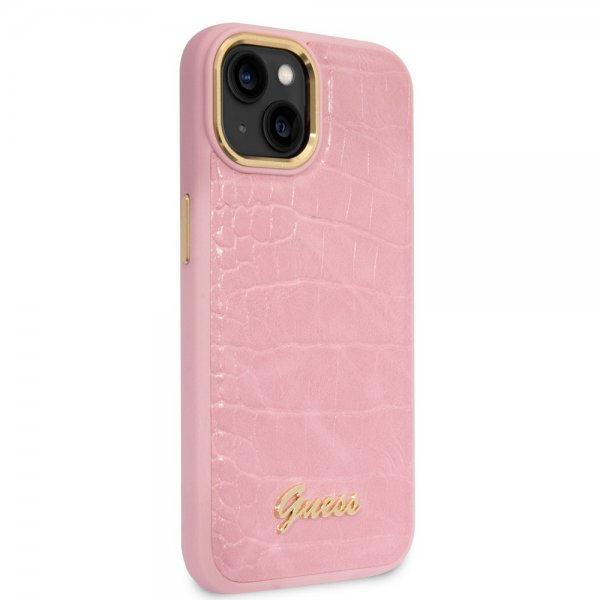 Guess iPhone 14 Suojakuori Croco Pinkki