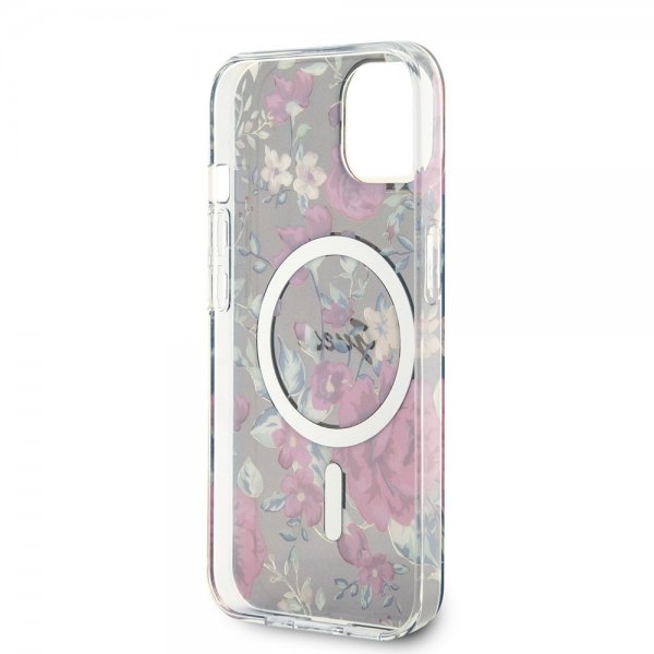 Guess iPhone 14 -suojakuori Flower MagSafe Kaki