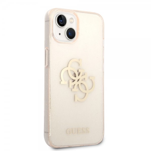 Guess iPhone 14 -suojakuori, täynnä glitteriä, kulta