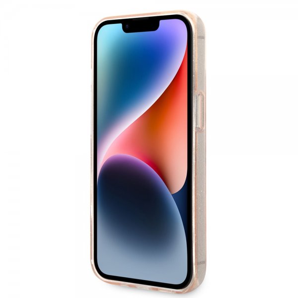 Guess iPhone 14 -suojakuori, täynnä glitteriä, kulta