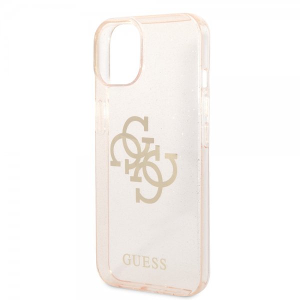 Guess iPhone 14 -suojakuori, täynnä glitteriä, kulta