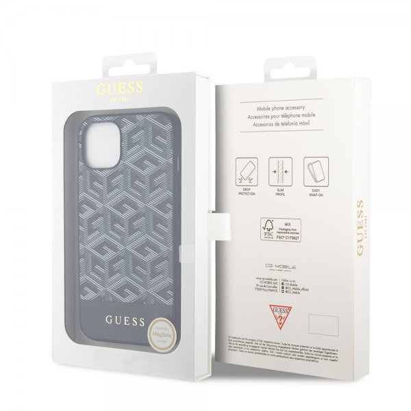 Guess iPhone 14 -suojakuori G Cube MagSafe Musta