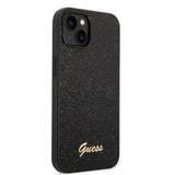 Guess iPhone 14 Suojakuori Glitter Flakes Metal Logo Musta