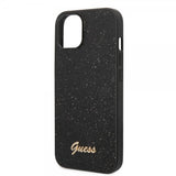 Guess iPhone 14 Suojakuori Glitter Flakes Metal Logo Musta