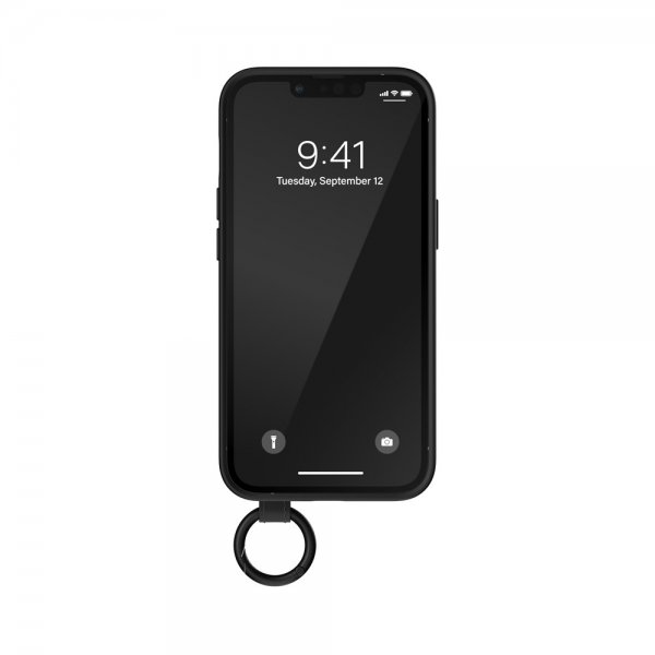 Adidas iPhone 14 -suojakuori, jossa käsihihna, musta-valkoinen