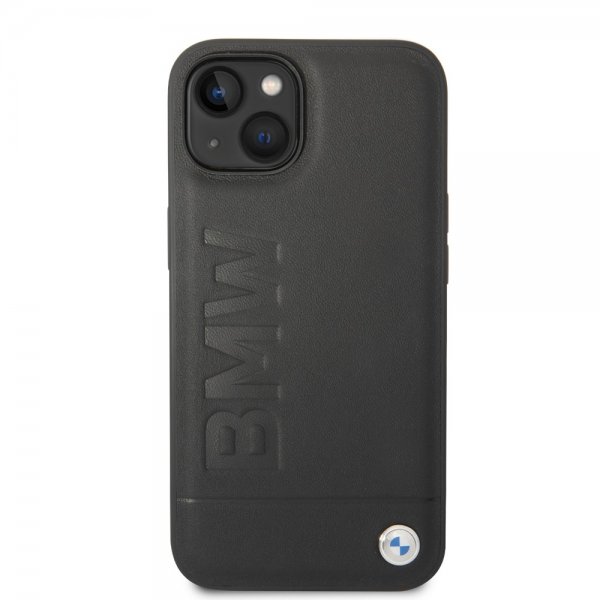 BMW iPhone 14 Kuori Hot Stamp Metal Logo Musta