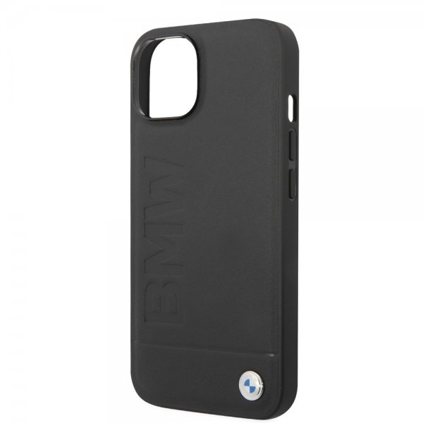 BMW iPhone 14 Kuori Hot Stamp Metal Logo Musta