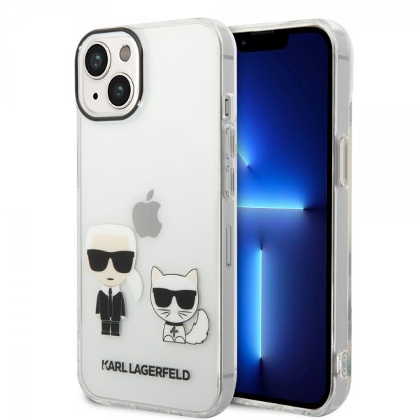 Karl Lagerfeld iPhone 14 -kuori Karl & Choupette Gradient White