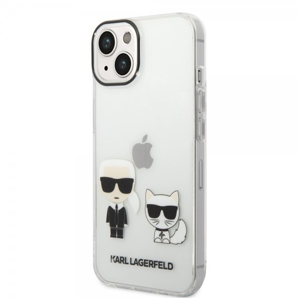Karl Lagerfeld iPhone 14 -kuori Karl & Choupette Gradient White