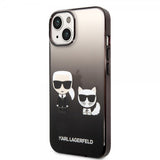 Karl Lagerfeld iPhone 14 Suojakuori Karl & Choupette Gradient Musta