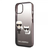 Karl Lagerfeld iPhone 14 Suojakuori Karl & Choupette Gradient Musta