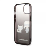 Karl Lagerfeld iPhone 14 Suojakuori Karl & Choupette Gradient Musta