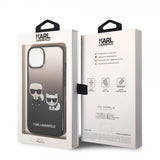 Karl Lagerfeld iPhone 14 Suojakuori Karl & Choupette Gradient Musta