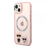 Karl Lagerfeld iPhone 14 -kuori Karl & Choupette MagSafe, pinkki