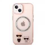 Karl Lagerfeld iPhone 14 -kuori Karl & Choupette MagSafe, pinkki