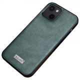 Sulada iPhone 14 -kuori nahkatekstuuri, vihreä