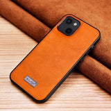 Sulada iPhone 14 Suojakuori Nahkakuvio Oranssi