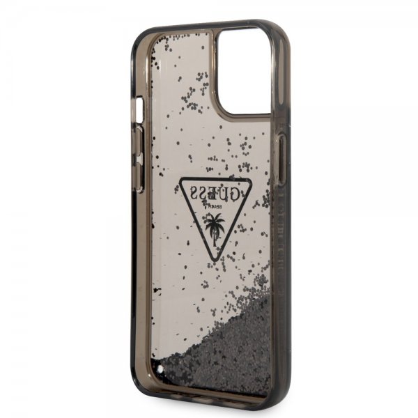 Guess iPhone 14 -suojakuori Liquid Glitter Translucent, musta