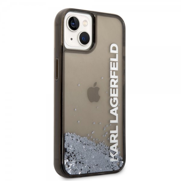 Karl Lagerfeld iPhone 14 Suojakuori Liquid Glitter Translucent Musta