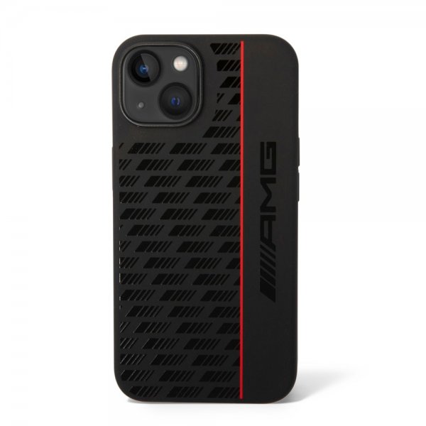 AMG iPhone 14 Liquid Silicone Carbon Pattern -suojakuori, musta