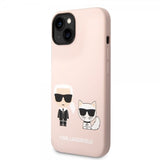 Karl Lagerfeld iPhone 14 -kuori Liquid Silicone Karl & Choupette MagSafe, pinkki