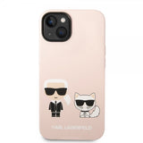 Karl Lagerfeld iPhone 14 -kuori Liquid Silicone Karl & Choupette MagSafe, pinkki
