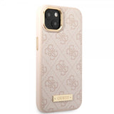 Guess iPhone 14 -suojakuori, metallilevy, logo, MagSafe, pinkki