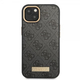 Guess iPhone 14 -suojakuori, metallinen logolevy, MagSafe, musta