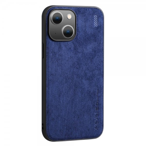 X-Level iPhone 14 -kuori mokkanahkajäljitelmä sininen