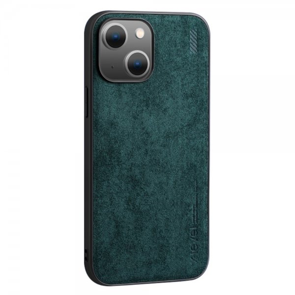 X-Level iPhone 14 -suojakuori, mokkanahkarakenne, vihreä