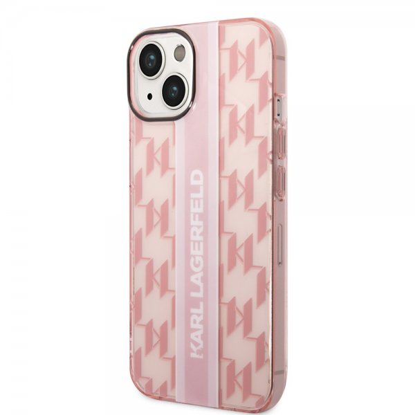 Karl Lagerfeld iPhone 14 -suojakuori Monogram Vertical Stripe Rosa
