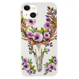 iPhone 14 Kuori Kukka- ja Peurakuviolla