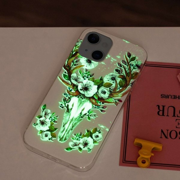 iPhone 14 Kuori Kukka- ja Peurakuviolla