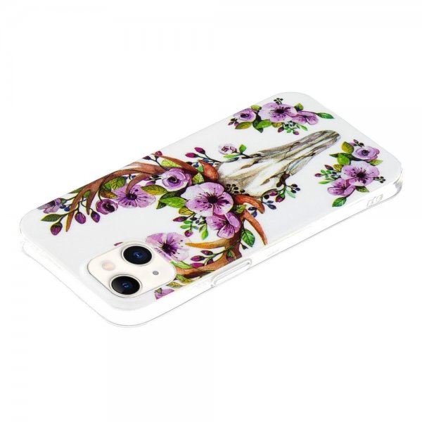 iPhone 14 Kuori Kukka- ja Peurakuviolla