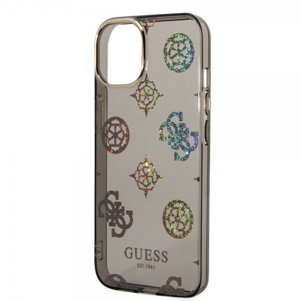 Guess iPhone 14 -suojakuori Peony Glitter Musta